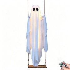 Halloween Decorations Outdoor 5FT Large Hanging Swing Ghost LED Halloween Decor