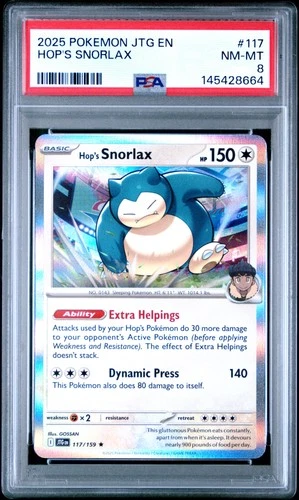2025 POKEMON JTG EN-JOURNEY TOGETHER #117 HOP'S SNORLAX PSA 8