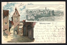 Künstler-AK K. Mutter: Überlingen / Bodensee, Gesamt- und Ortsansicht 1898 