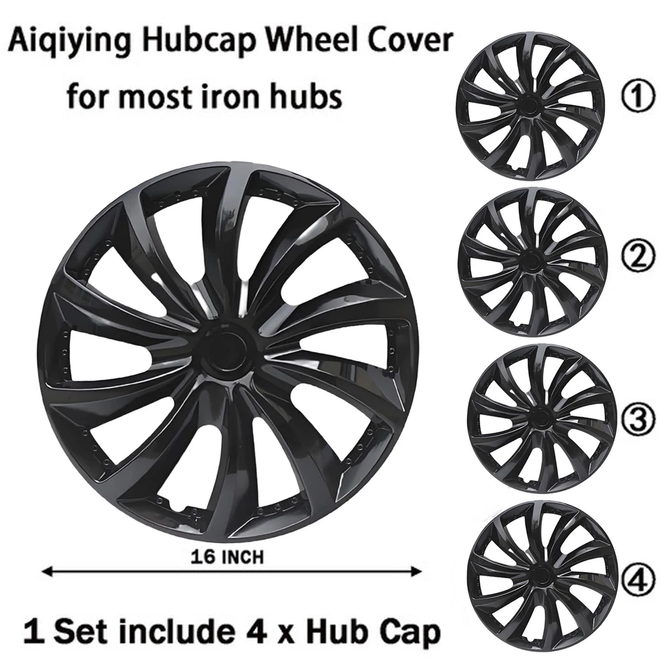 Juego de 4 Tapacubos de Neumáticos 16" Negro para Cubierta de Llanta para Subaru Legacy Foto 2 de 4