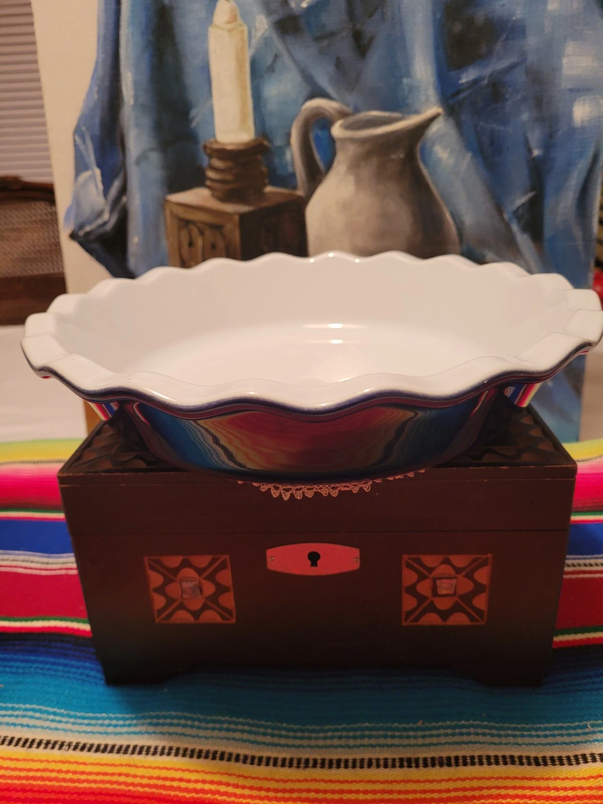 Vintage Dark Blue Baking Pie Dish Emlie Henry Model 61.31