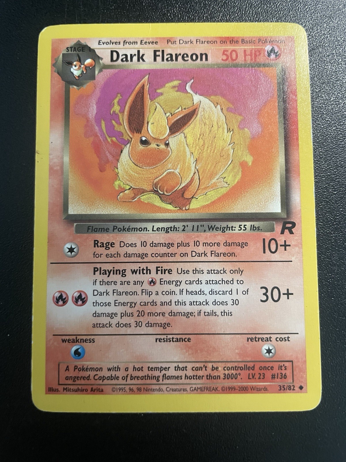 Dark Flareon 35/82 Team Rocket Regular HP Pokemon Card 2000