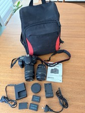 Canon EOS 77D camera,  Canon 55-250mm lens, Canon 18-55mm lens, 3 batteries, Bag