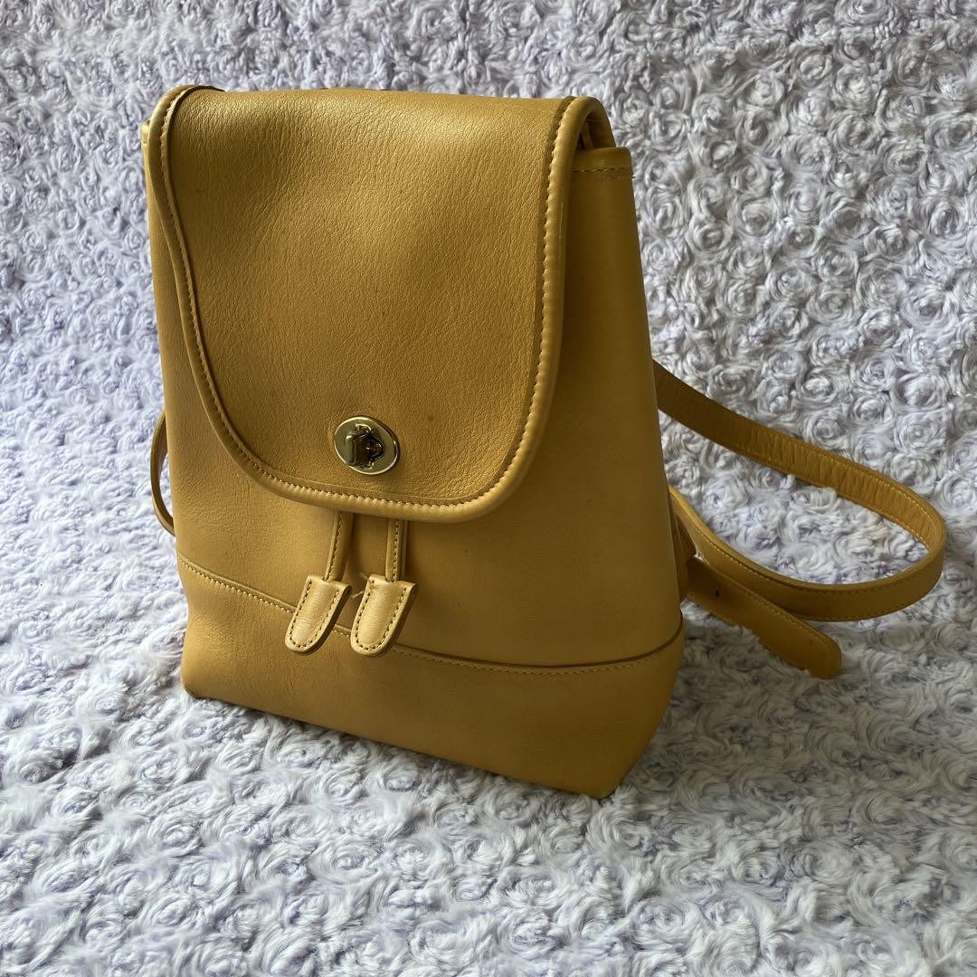 Old Coach 9960 Backpack Bag Yellow Cowhide Turnlock Vintage