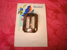 Vtg NOS Gray Mother of Pearl Shell Slide Buckle 1 1/8 x 1 5/8 In. Bluebird Card
