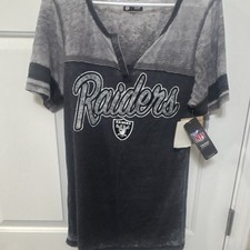 NFL Team Apparel Raiders Women's Short Sleeve Jersey Shirt Black Size M