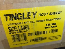 100 Pair Yellow Tingley Boot Saver Size Large 9-11, Natural Rubber Shoe Covers