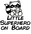 Vinyl Decal Car Truck Sticker Baby - Little Superhero On Board Rocket & Groot