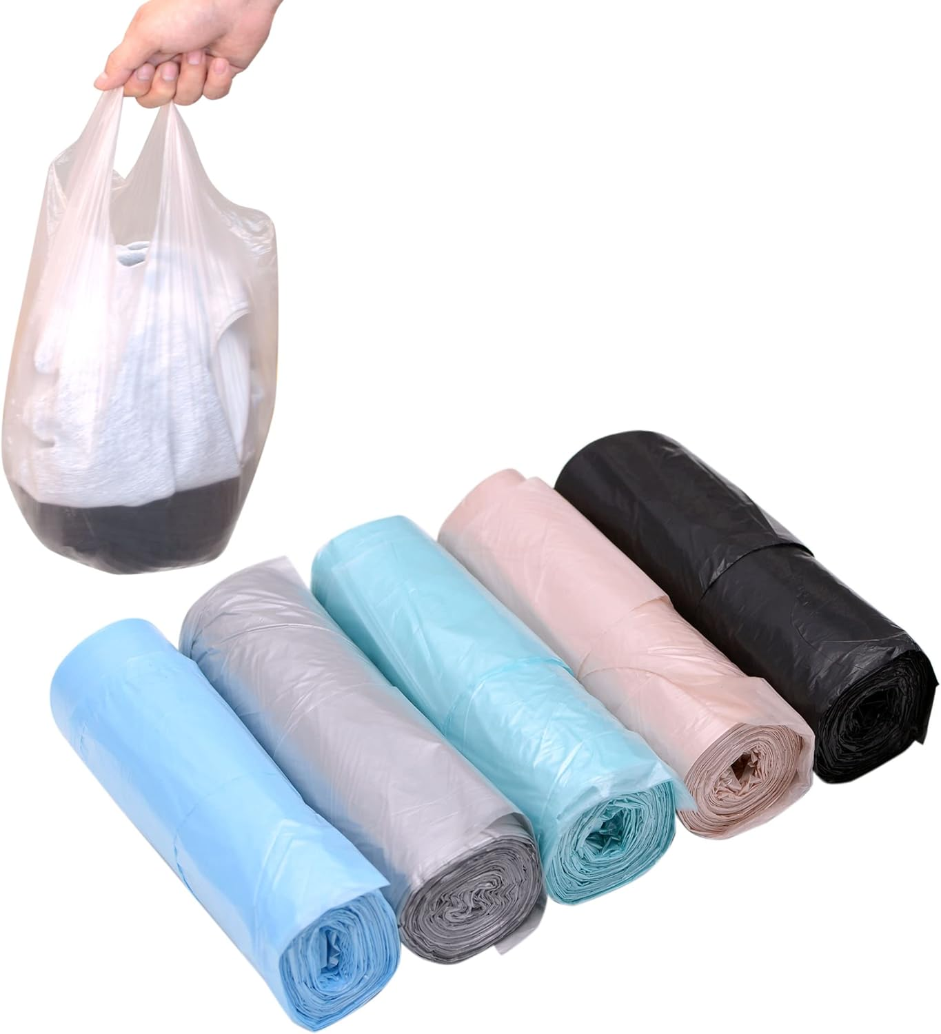 4 GALLON Bathroom Trash Bags, 5 Rolls/100 Counts Small HANDLES Garbage Bags for