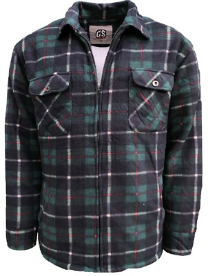 MENS LUMBERJACK CHECK COLLAR PADDED SHIRT THICK FUR LINED WINTER