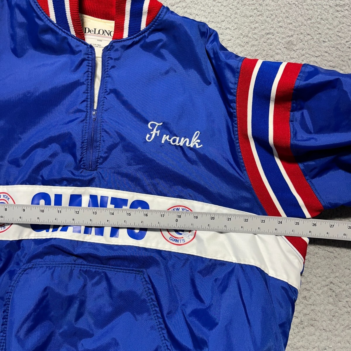 Vintage 80s Delong New York Giants Jacket Mens Large 1/4 Zip