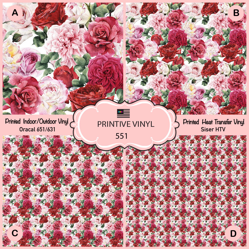 Watercolor Flowers Patterned Iron on, Printed HTV, Oracal 651, Siser HTV 551