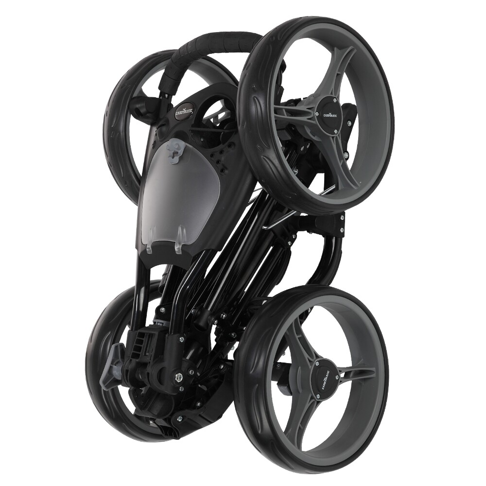Caddymatic Golf Quad 4-Wheel Folding Golf Pull / Push Cart Black