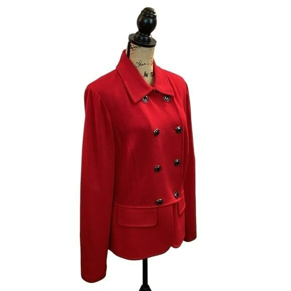 St. John Double Breasted Button Blazer Jacket Red… - image 4