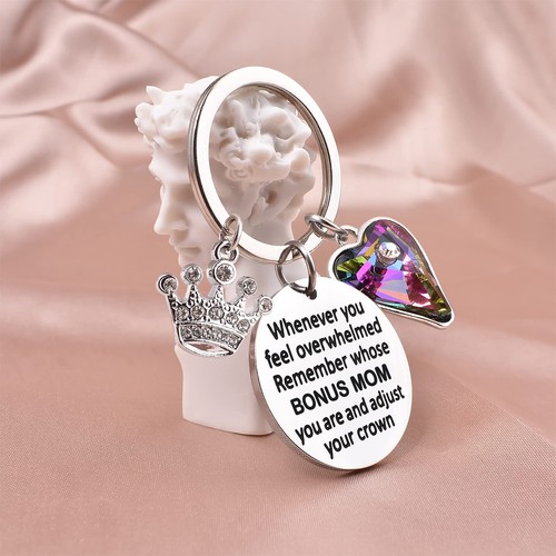 Bonus Mom Keychain for Women Bonus Mom Valentine gifts from Daughter And Son - Picture 3 of 7