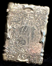 STERLING SILVER SCULPTED CARD CASE ENGLAND 1907 ART NOUVEAU