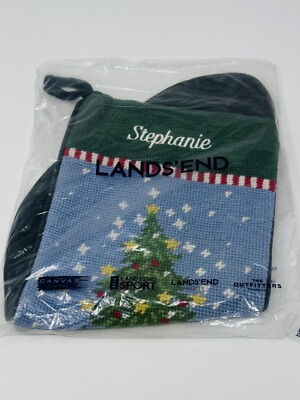NEW LL Bean Embroidered Stocking Wool Needlepoint Christmas Tree ''Stephanie''