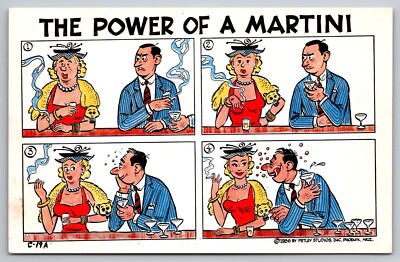 Bob Petley C-19A The power of a Martini She gets better looking Laff Card PostCa