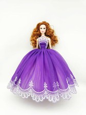 Purple Floral Lace Evening Dress 1/6 Doll Clothes Wedding Gown Outfits Toy 11.5"