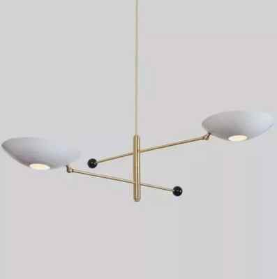 Mid Century Style 2 dome Light Italian Brass Sputnik Light Chandelier