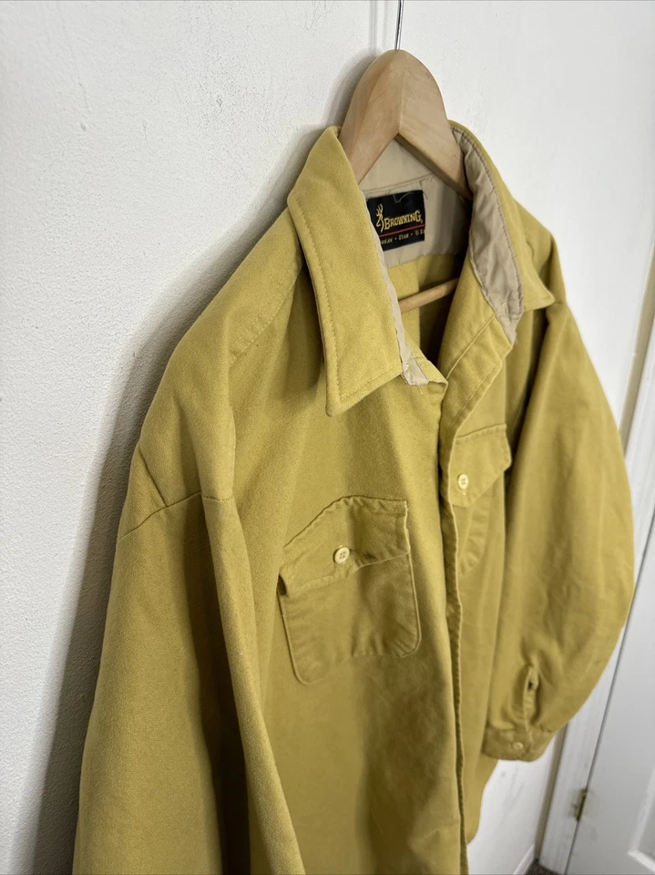 Camisa pesada vintage marrón manga larga botón para hombre 2XL bronceada años 80 hecha en EE. UU. Foto 4 de 4