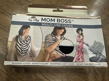 ITZY RITZY MOM BOSS 4 IN 1 MULTI USE COVER Black  White Striped