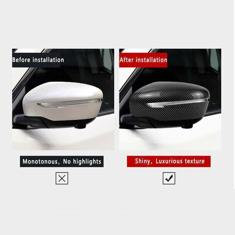 For Nissan Rogue 2014-20 Carbon Fiber Side Door Rearview Mirror Cover cap trim