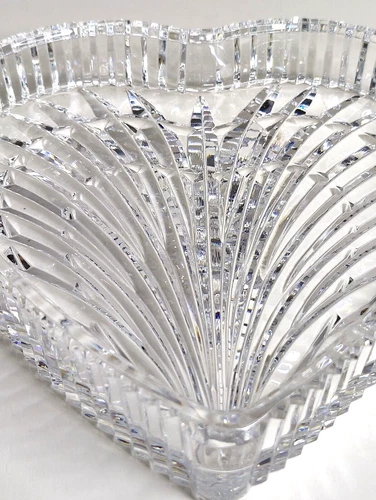 Vintage WATERFORD  Crystal Heart Dish Tray 7 1/2"H, 7 3/4"W