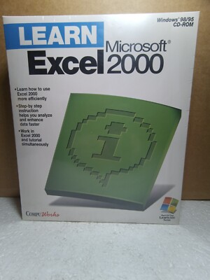 LEARN Microsoft Excel 2000 PC Big Box, Factory Sealed, NEW, VGA Ready! RARE