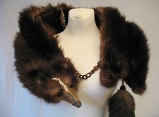 NERZ Pelz Stola Kragen Schal Schwanz Victorian Retro 30s Vintage Art Deco Gothic