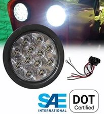 NEW LED 4" ROUND BACK-UP REVERSE LIGHT KIT INCLUDE GROMMET PLUG CLEAR LENS WHITE