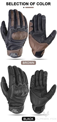 Guanti Moto Pelle Traforata Uomo Donna Full Finger Motocross Biker Guanto - Foto 14 di 27