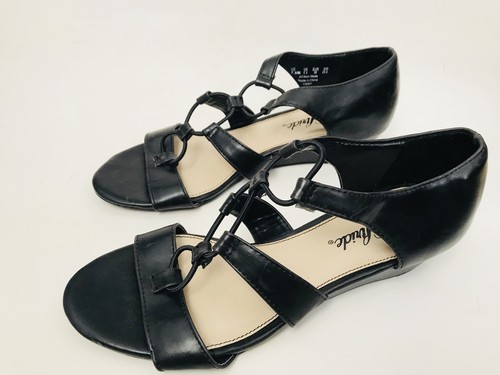 LIFE STRIDE Slip On Sandals Shoes Womens Sz 7.5M Black Leather Crisscross Straps - Picture 3 of 9