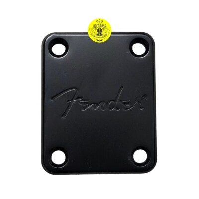 for Fender Strat Tele Electric Guitar Neck Plate Black Engraved W/ Logo 4 Screws