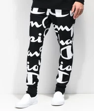 Champion Man SZ Large Reverse Weave Jogger Giant AOP Black NWT (I)