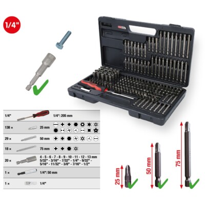 KS TOOLS 1/4'' Bit-Satz, 208-tlg ideal geeignet für Verschraubungen in Handwerk