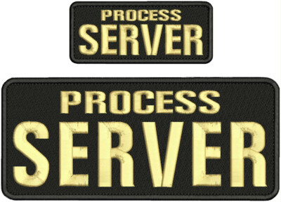 PROCESS SERVER EMBROIDERY PATCH 4X10 AND 2X5 HOOK ON BACK TAN On Black ...
