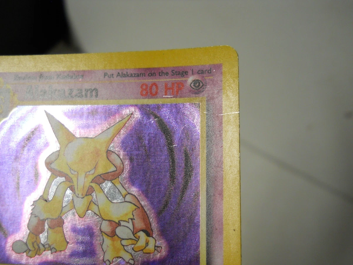 Alakazam Pokémon TCG card do base set 1/102 carta holográfica rara foil