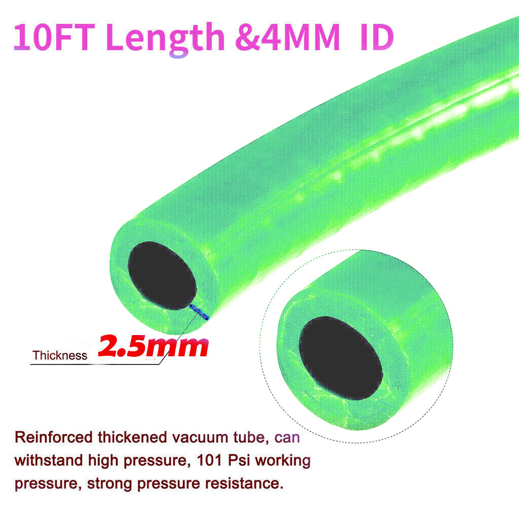10 Foot 4MM Silicone Air Rubber Hose Line/VACUUM Pipe/Fluid Tube Green