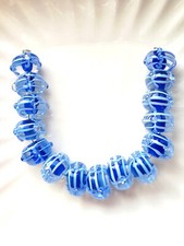 New Gorgeous Blue Lamp Work Glass Beads 12 MM -- 15 Beads