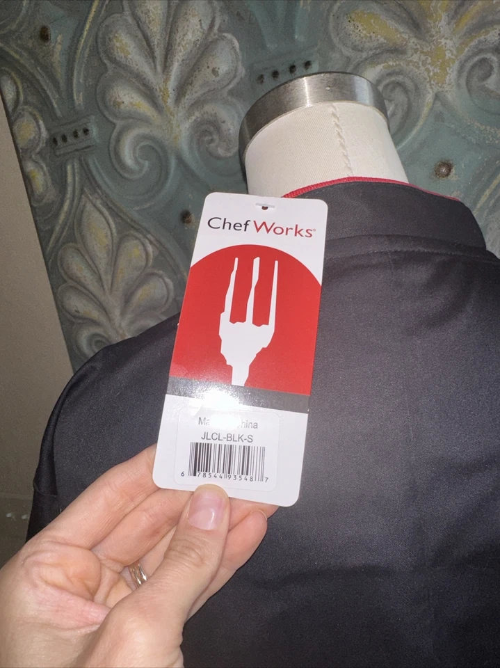 Chef Works Women's Sz S Chef Coat Black 3/4 Sleeve NWT Poly Cotton - Image 4 of 4