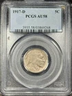 1917-D BUFFALO NICKEL 5C PCGS AU58 UNCIRCULATED EVERYMAN SET (N54)