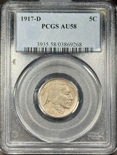 1917-D BUFFALO NICKEL 5C PCGS AU58 UNCIRCULATED EVERYMAN SET (N54)