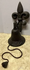 Fleur De Lis Dinner Bell Cast Iron Metal Wall Mount Antique Style Rustic Finish