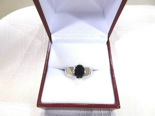 2.49 ct Natural Black Sapphire Solid Sterling Silver Solitaire Ring - Picture 2 of 11