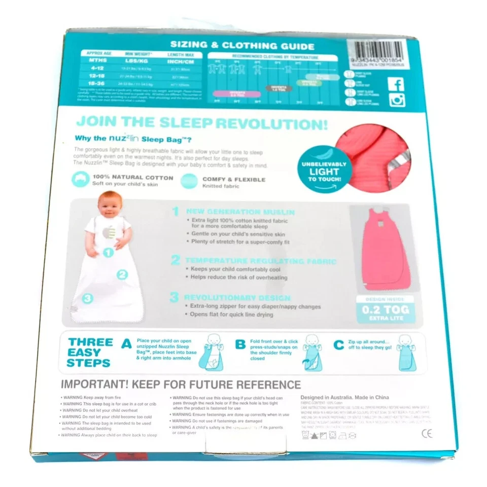 Saco de dormir para bebé Love to Dream Nuzzlin 4-12M etapa 3 rosa 0,2 TOG extra ligero Foto 2 de 4