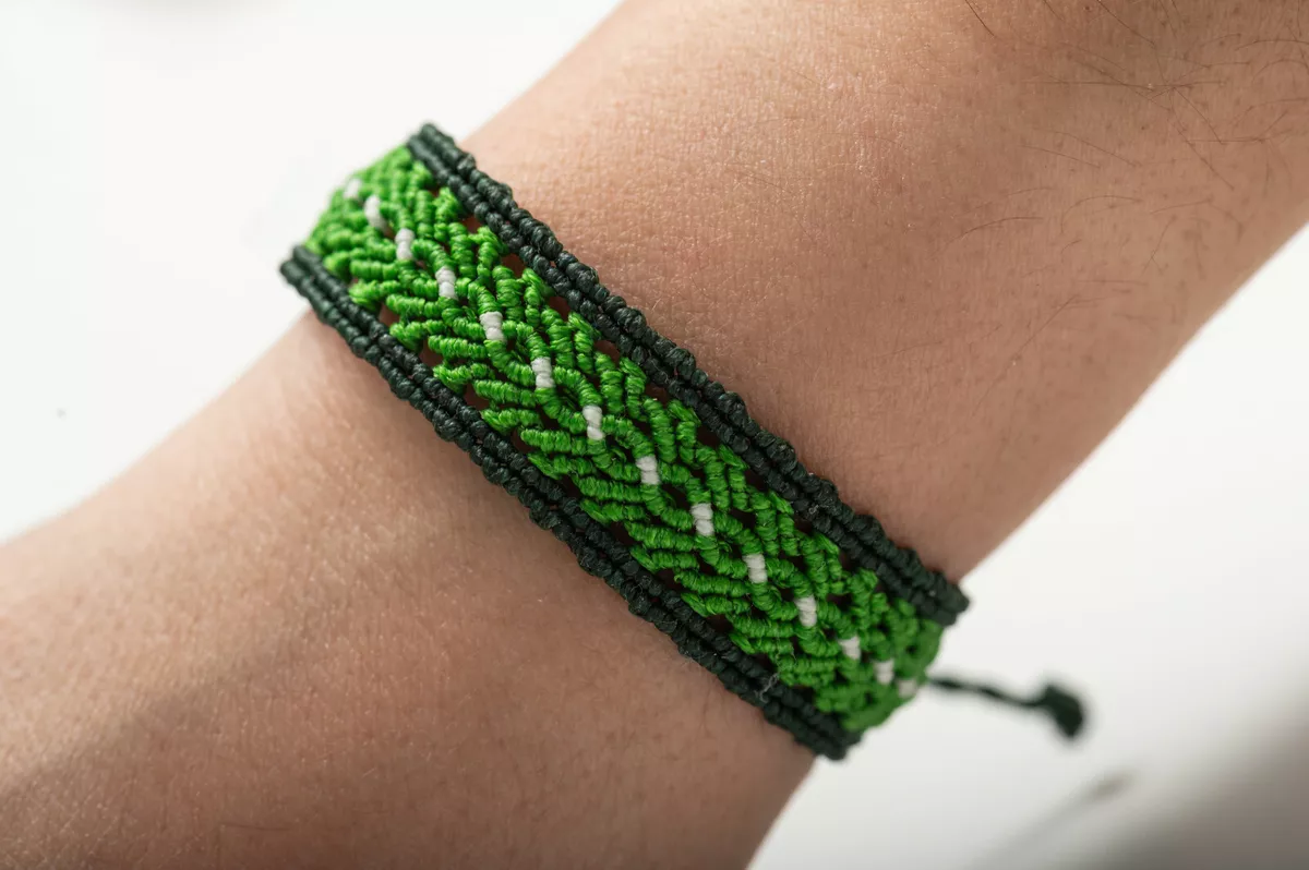 Necklush Braided Bracelet / Green Grey & Brown / Unisex Men's Women's