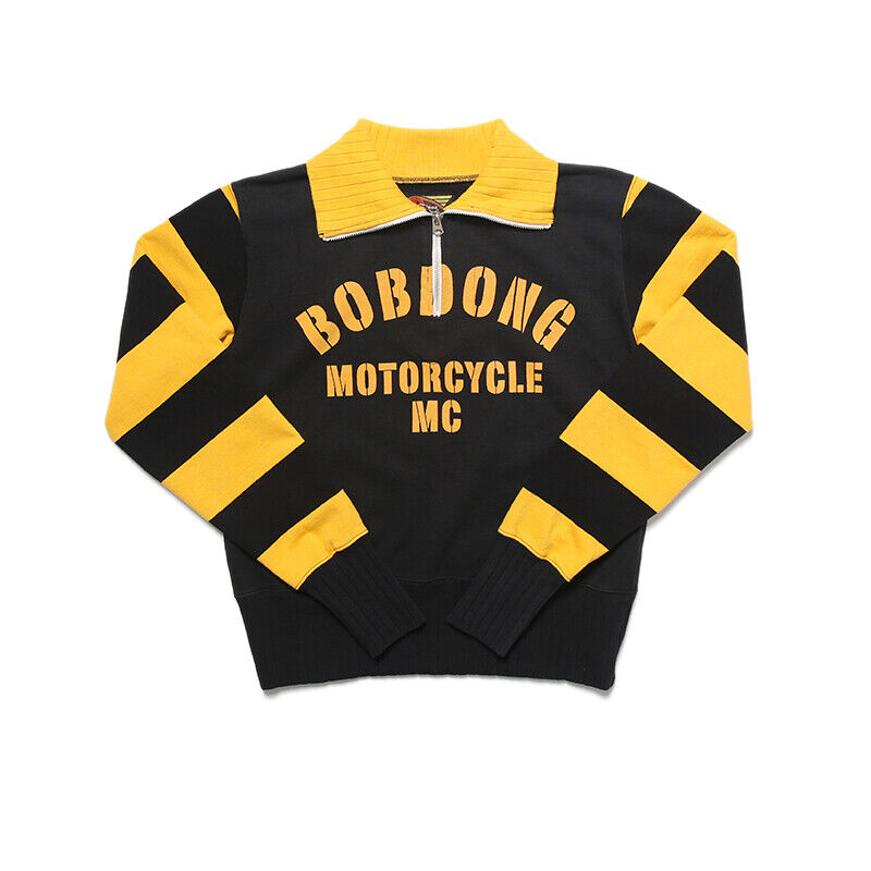 BOB DONG MOTORCYCLE DESPERADO Half Zipper Short Sweatshirts Mens Pullover  Cotton