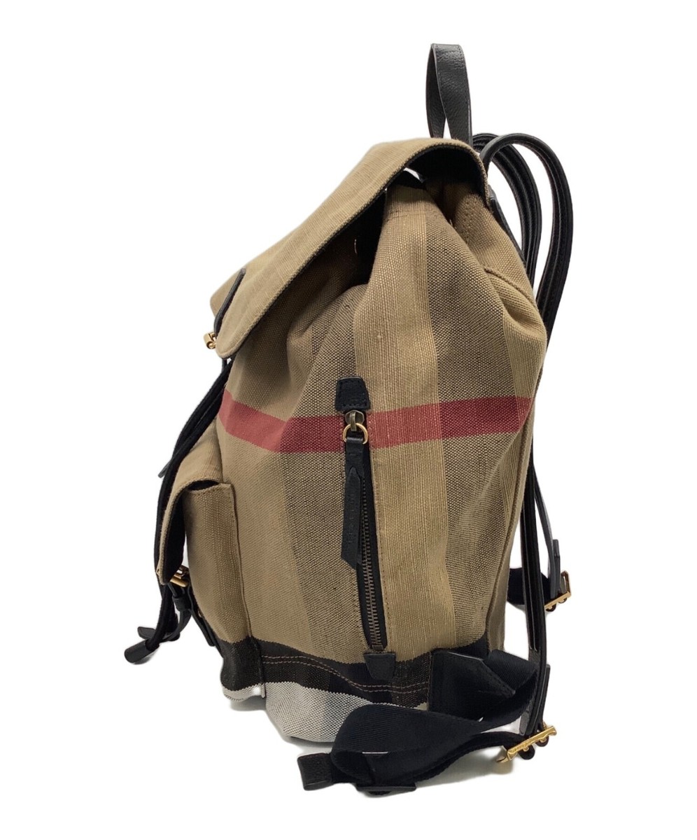BURBERRY Backpack Bag LONDON Canvas Camel Check From Japan BURBERRY Backpack Bag LONDON Canvas Camel Check From Japan
