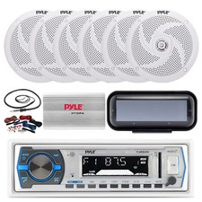 Pyle Bluetooth Marine Receiver, 6x 6'' Speakers , Amp w/Kit, Antenna, Cover
